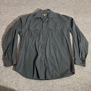 Stetson Mens Black Western Pearl Snap Shirt Long Sleeve Cotton Size M